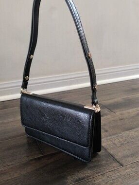 Classic Mini Shoulder Bag Black with Gold Accents